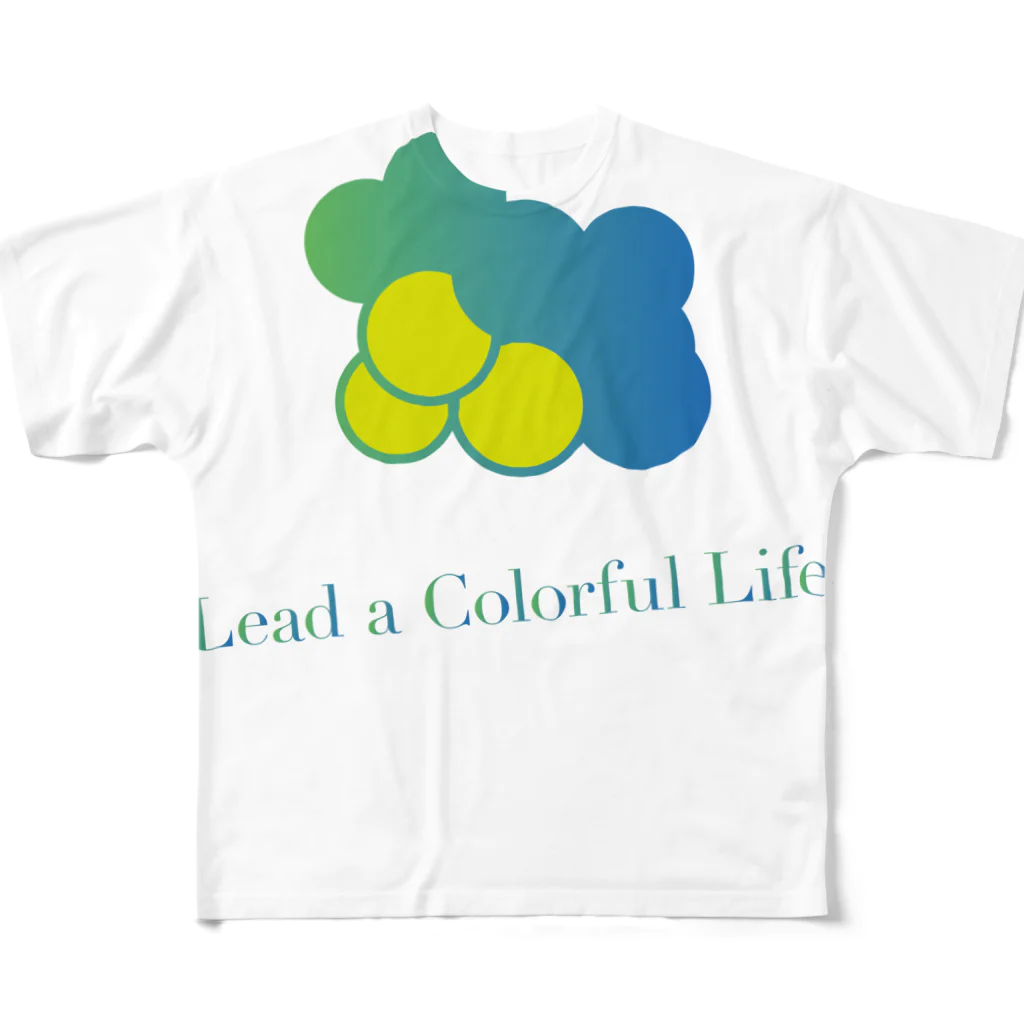 DEEPDRILLEDWELL@井戸の中のColorful Grapes フルグラフィックTシャツ