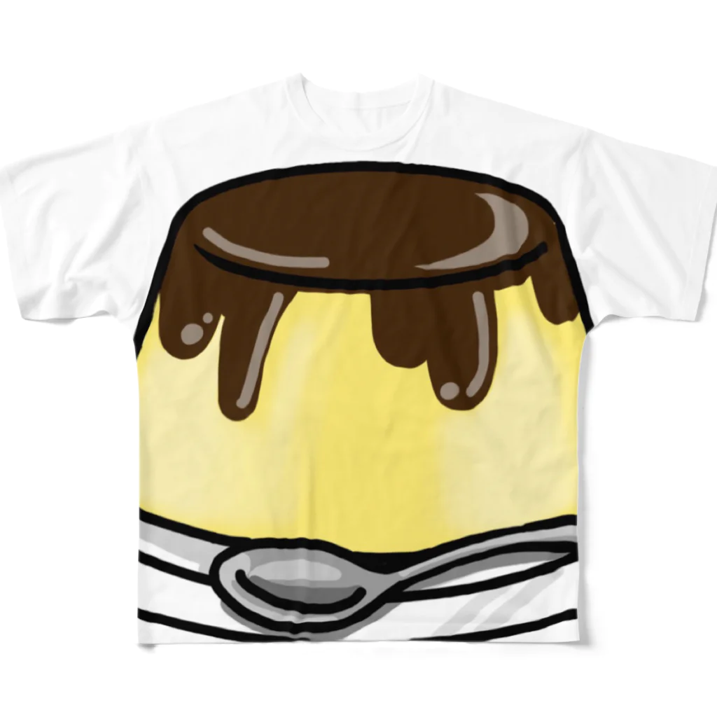 四色アペンド＋のpudding フルグラフィックTシャツ