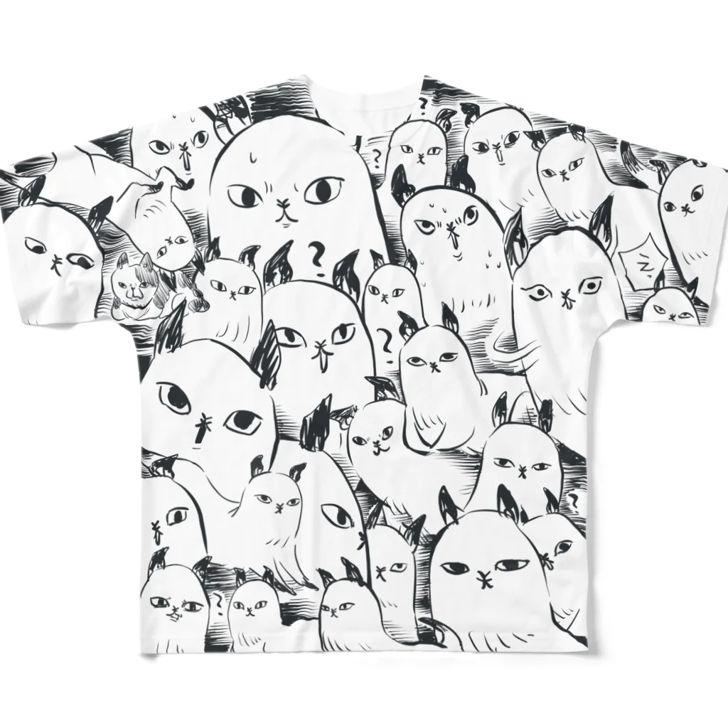 かわいい尻子玉のフル天啓猫 All-Over Print T-Shirt