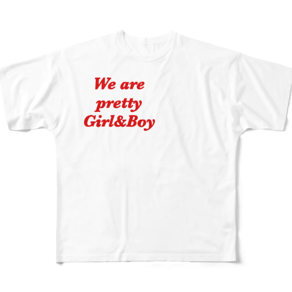 373のwe are  pretty girl&boy All-Over Print T-Shirt