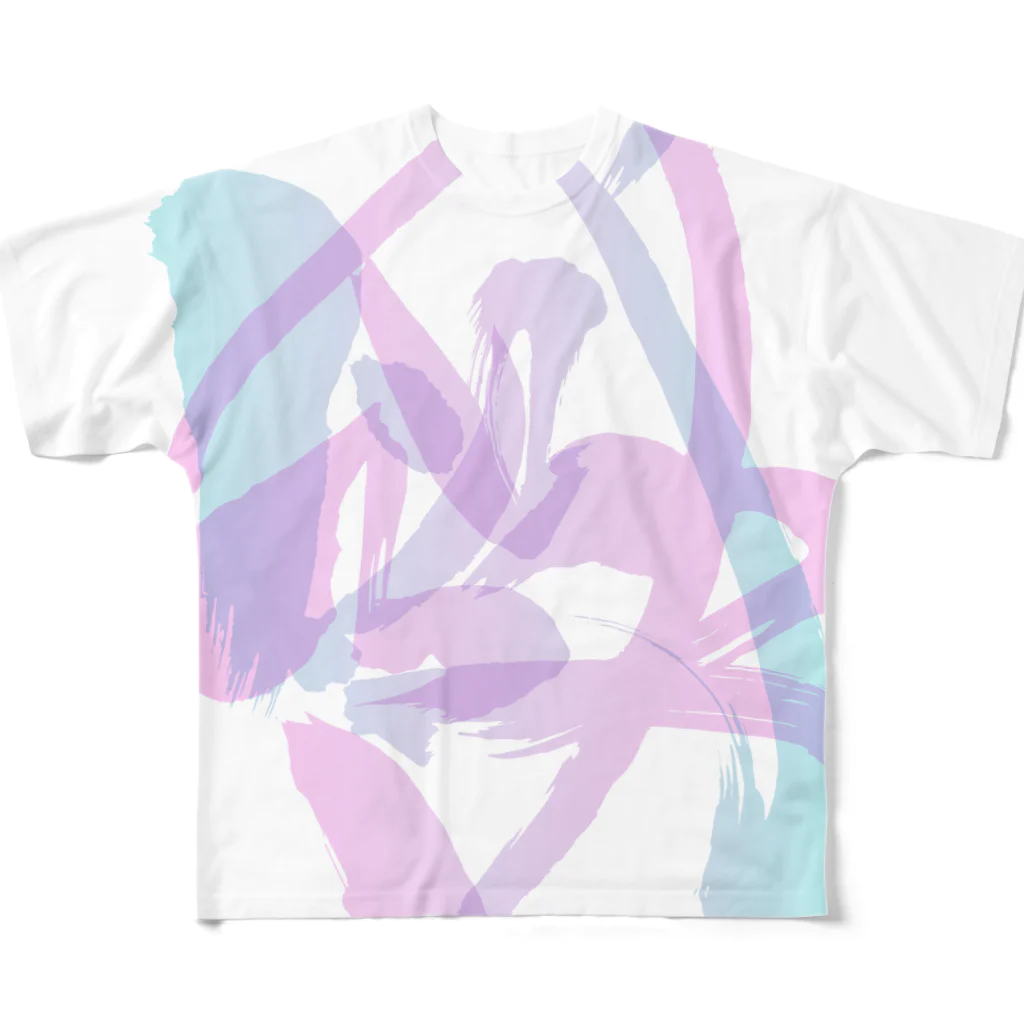 shinkilowの混ざり合う阿吽（ピンク×ブルー） フルグラフィックTシャツ