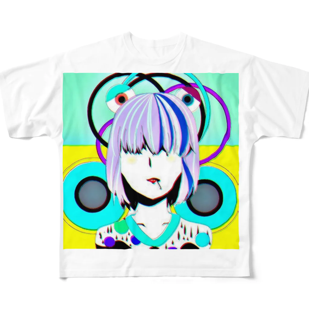 よりみちさん。の夢かわ毒ガエル女、 All-Over Print T-Shirt