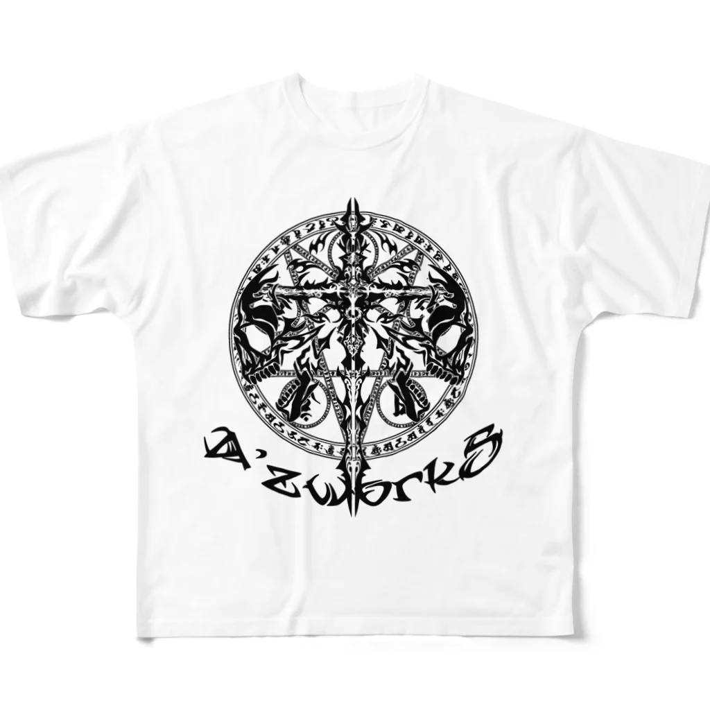 Ａ’ｚｗｏｒｋＳのTRIBALCROSS BLK フルグラフィックTシャツ