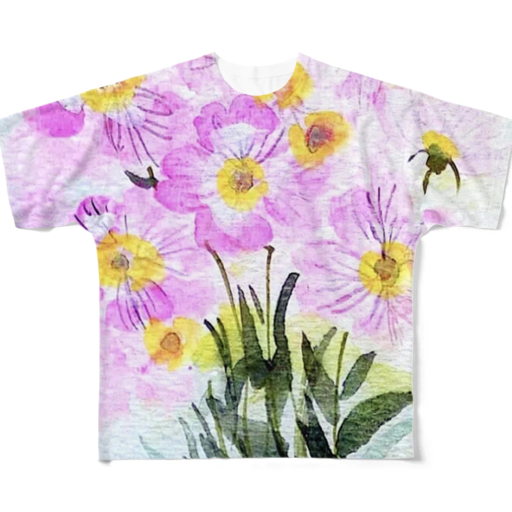 SUZURI.KEY-CHANの昼咲き月見草BF0902 All-Over Print T-Shirt