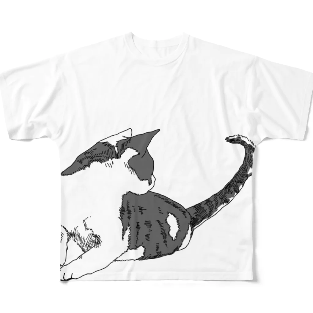 船旅の振り向き猫 All-Over Print T-Shirt