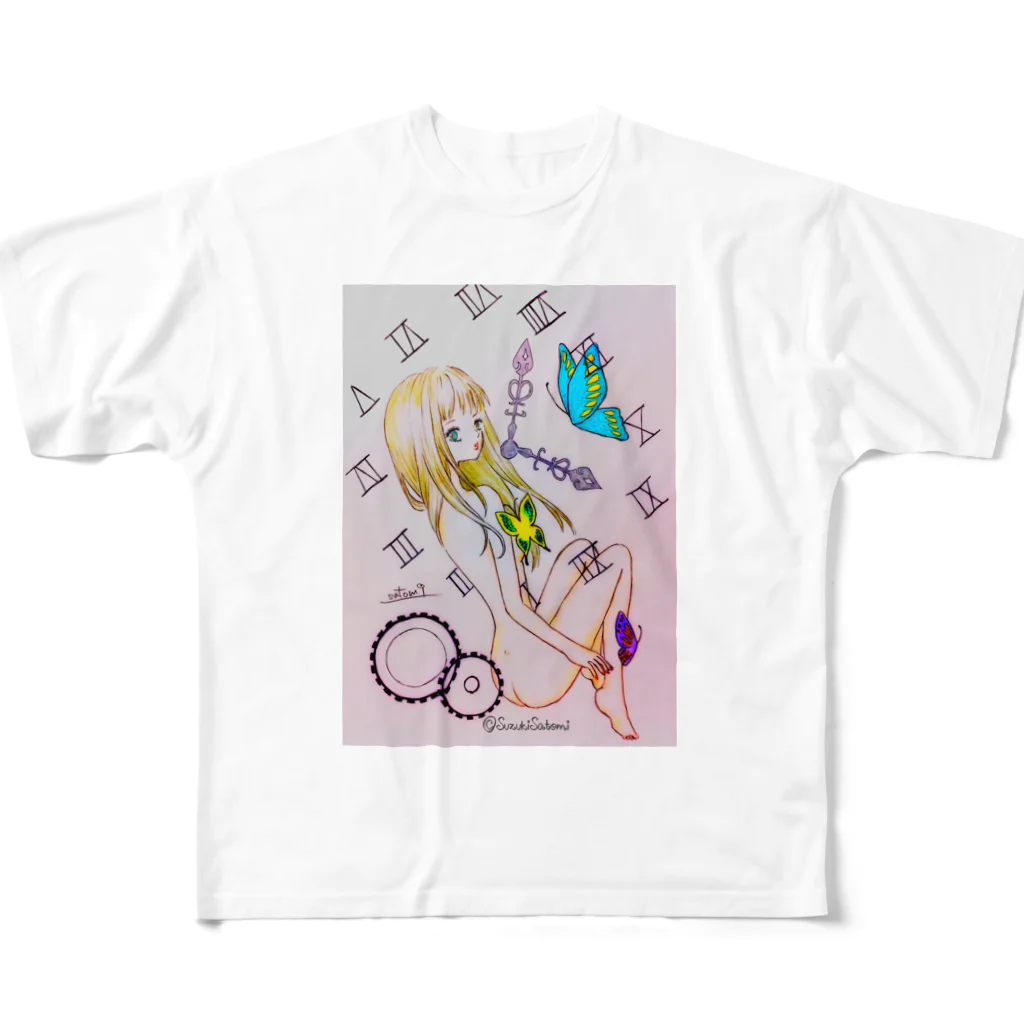 Suzuki Satomi のタイムトラベル フルグラフィックTシャツ