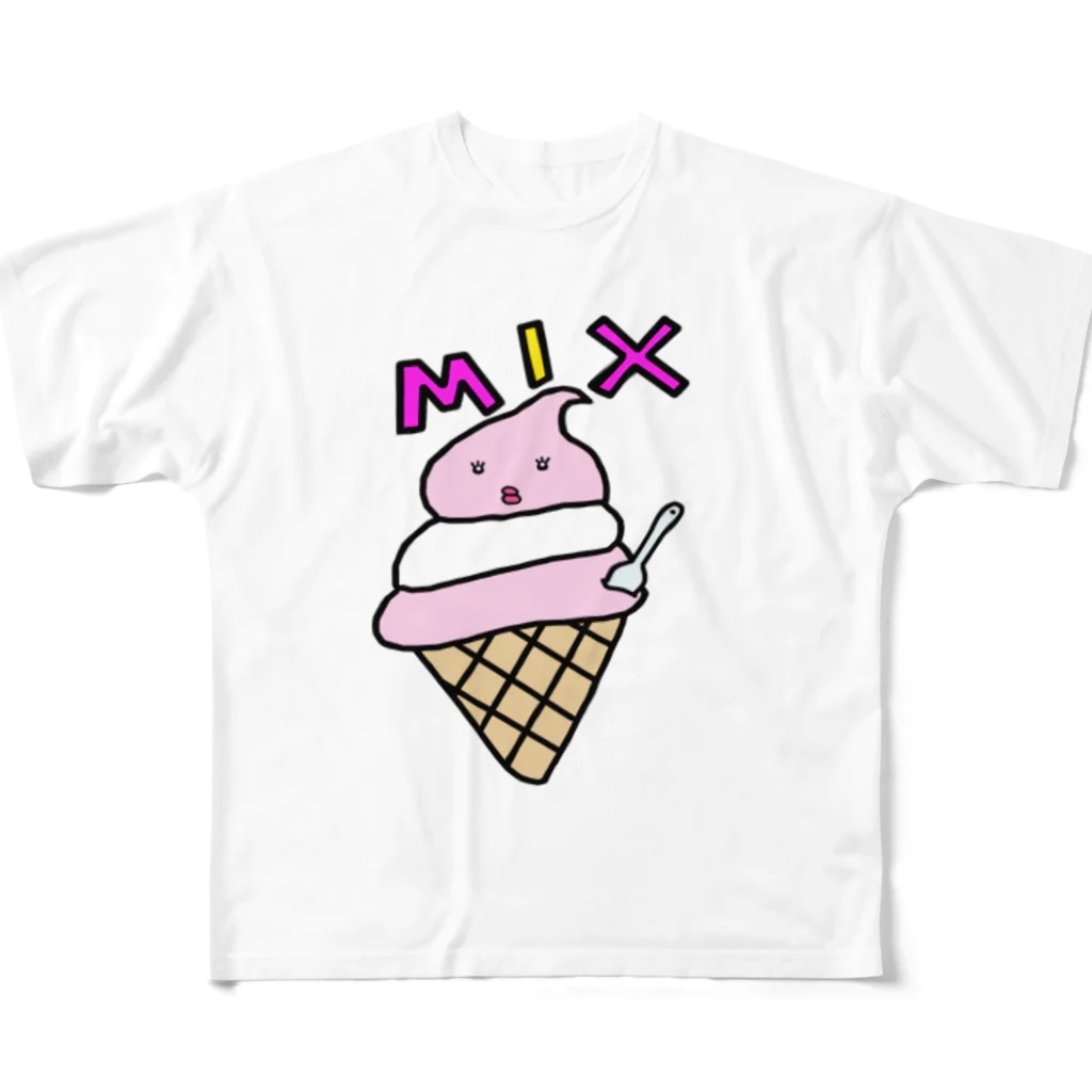 ひよこのおみせのやわらかそふとママ（MIX) All-Over Print T-Shirt