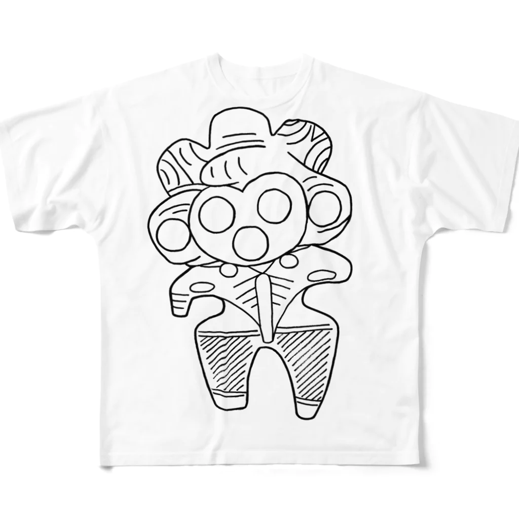 krのみみずく土偶シャツ フルグラフィックTシャツ