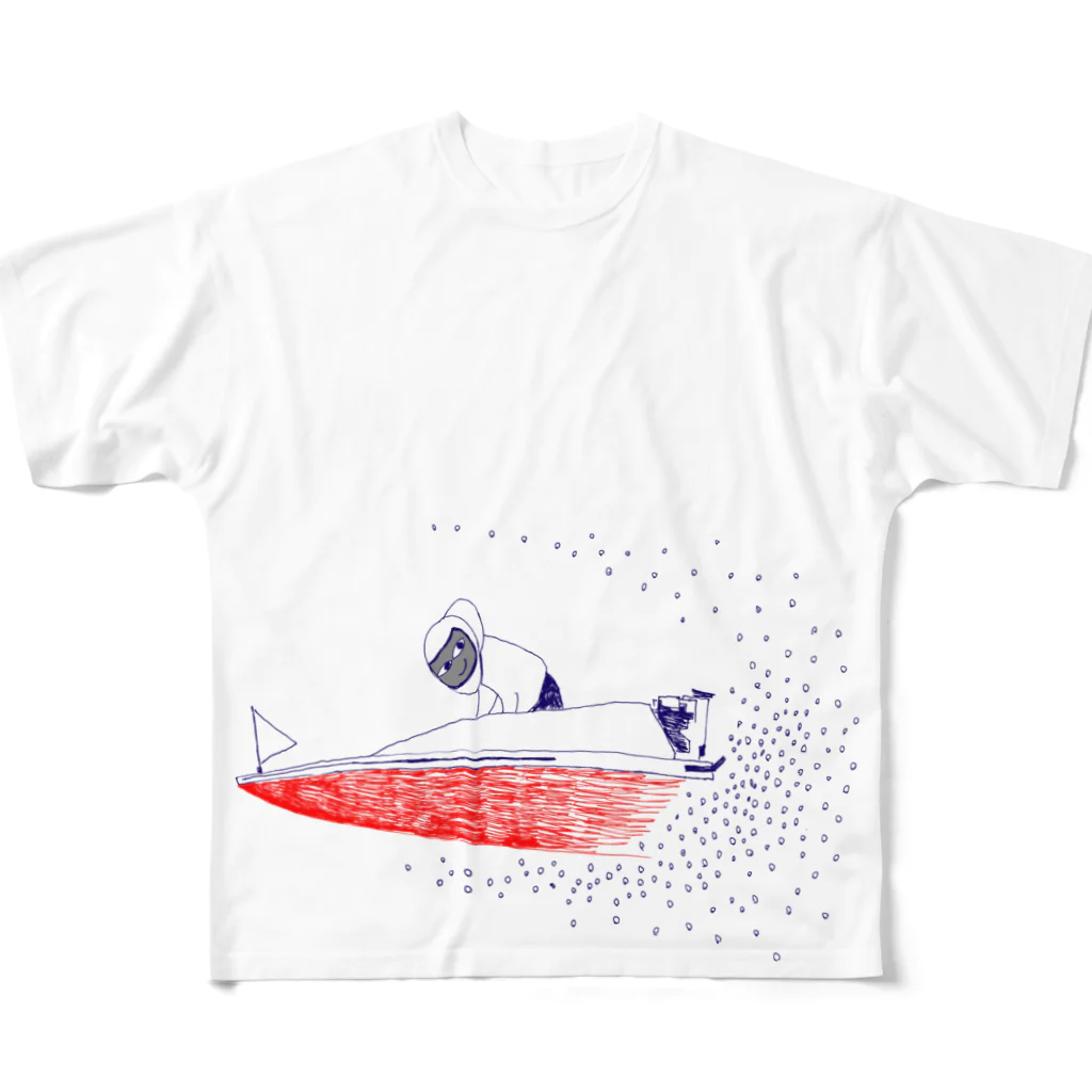 NIKORASU GOの競艇マニア専用デザイン「ボートレースのまくり指し」 フルグラフィックTシャツ