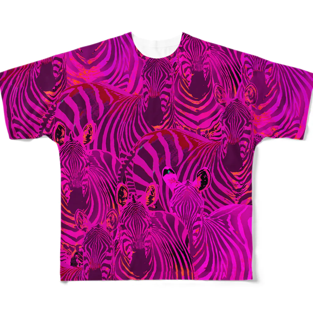 MiYoKa-BISHのShockingPink Zebra by MiYoKa-BISH フルグラフィックTシャツ