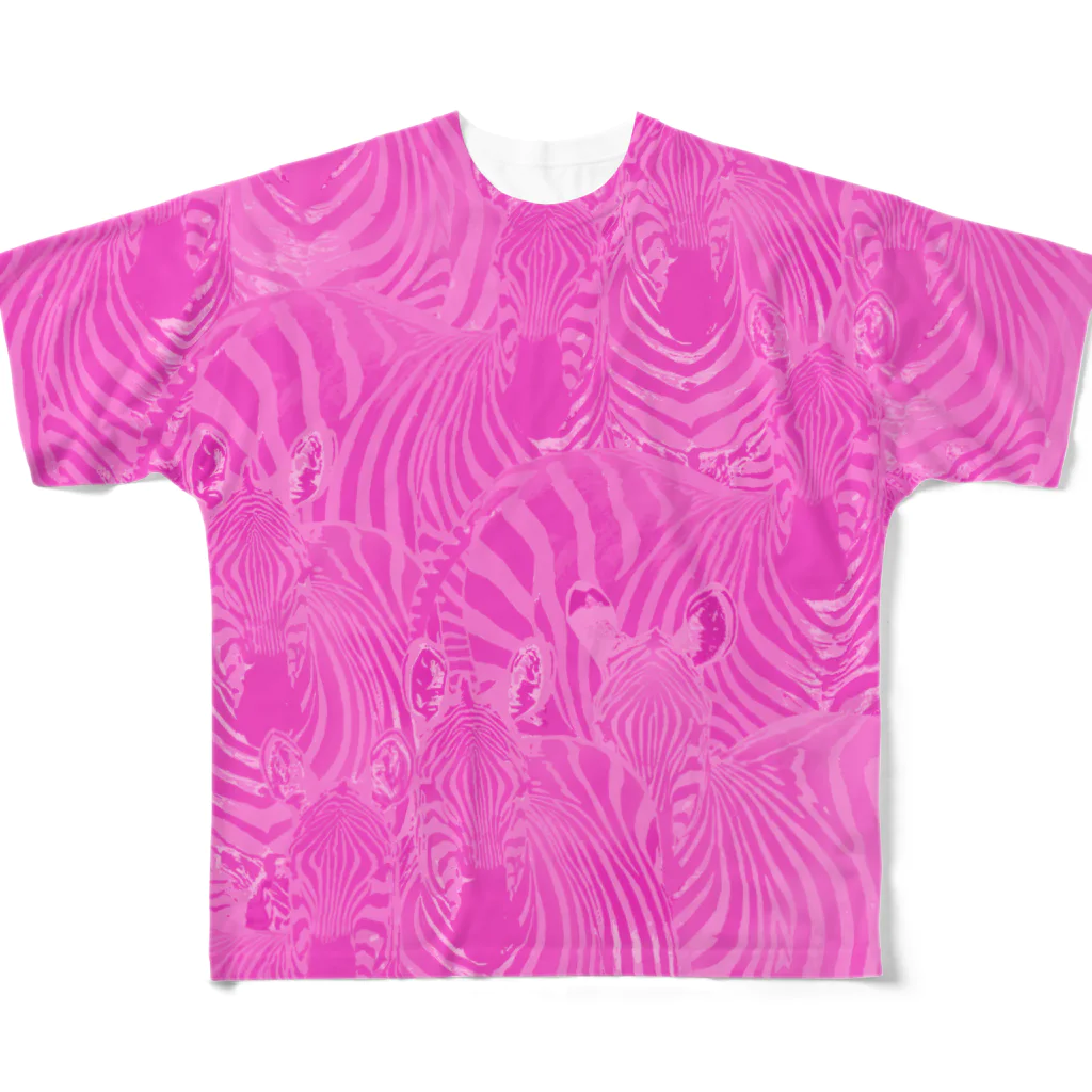 MiYoKa-BISHのPink Zebra by MiYoKa-BISH フルグラフィックTシャツ