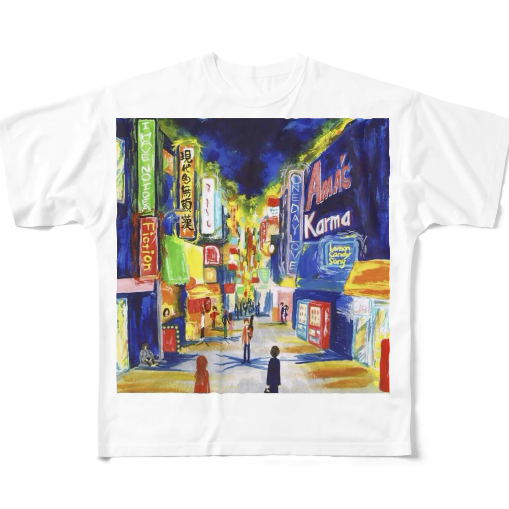 いづものみせの夜の街 フルグラフィックTシャツ