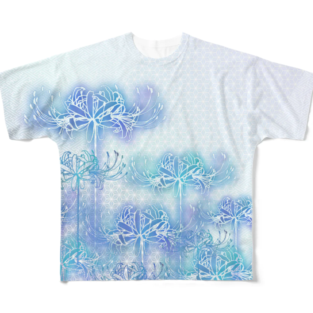 綾錦工房 りこりすの曼珠沙華 - 朧【月光】 All-Over Print T-Shirt