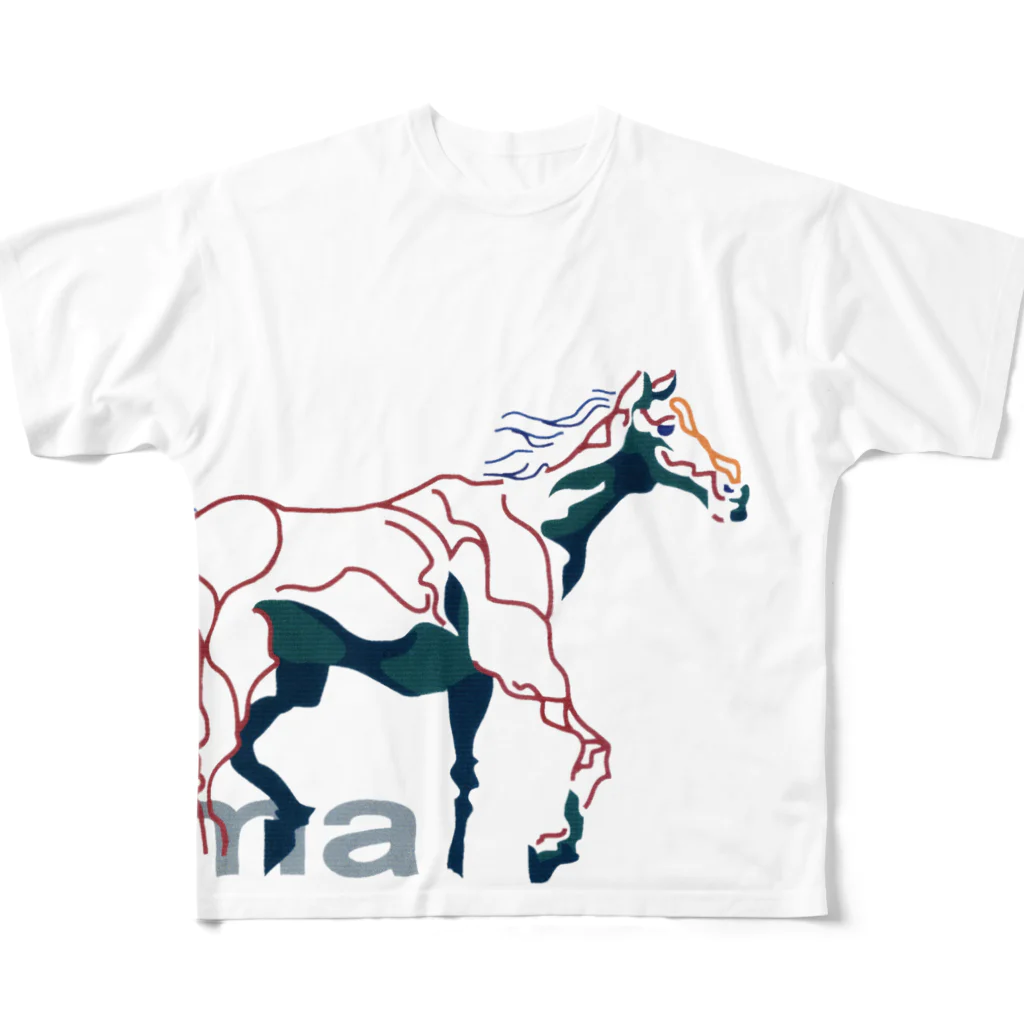 junichi-goodsの馬・Uma フルグラフィックTシャツ