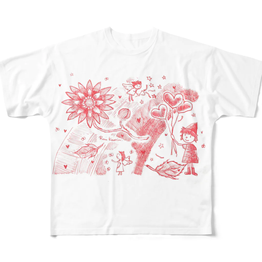 るーえるの空⭐︎の真っ赤な夢の花 All-Over Print T-Shirt