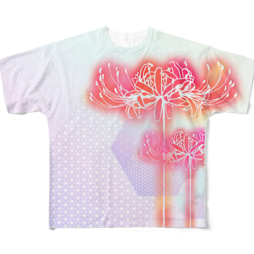 綾錦工房 りこりすの曼珠沙華 - 朧 【黄昏】 All-Over Print T-Shirt