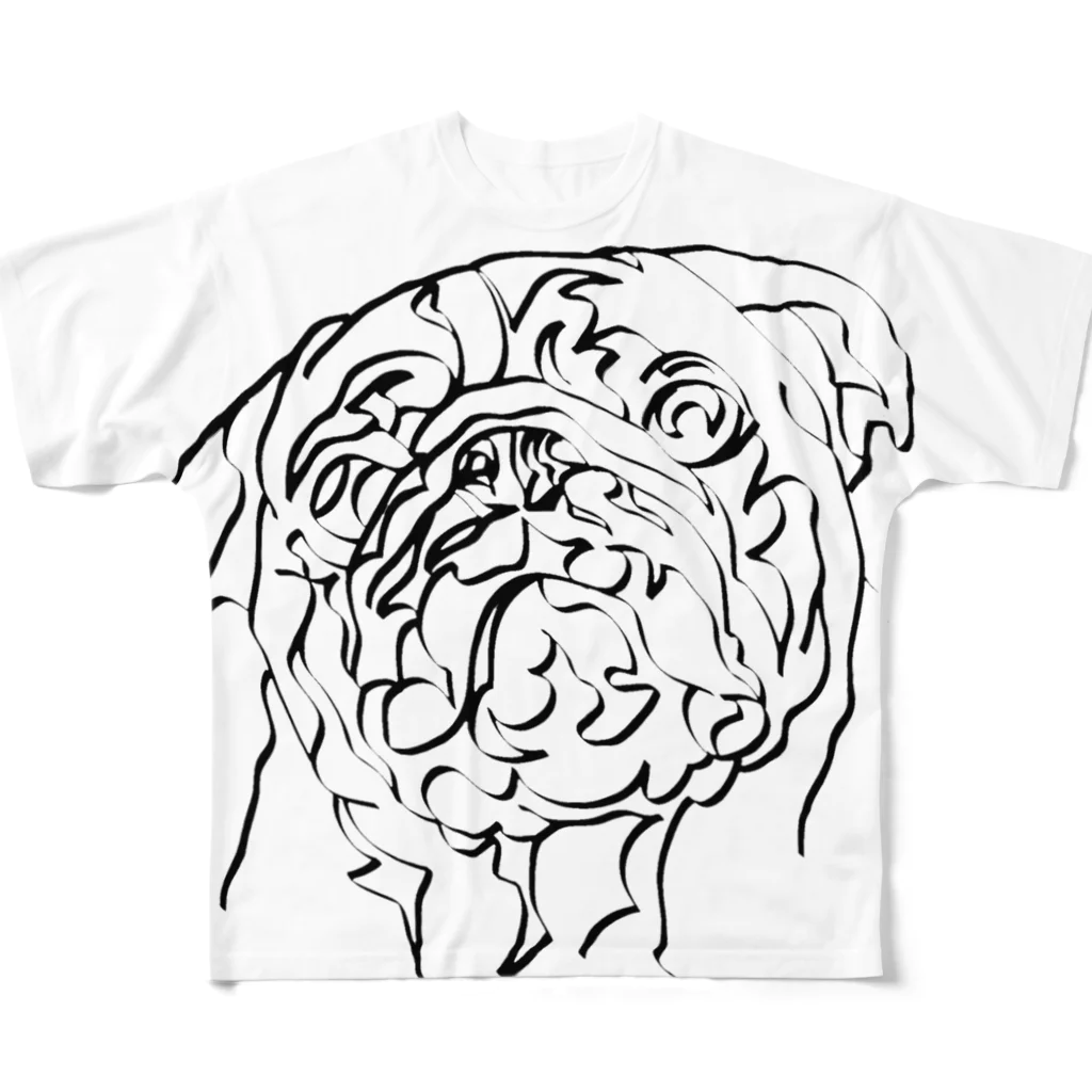 junichi-goodsのパグ（モノクロ） All-Over Print T-Shirt