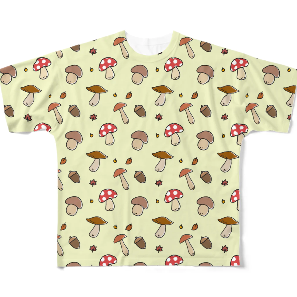 Andiamoのきのこ模様（黄色） All-Over Print T-Shirt