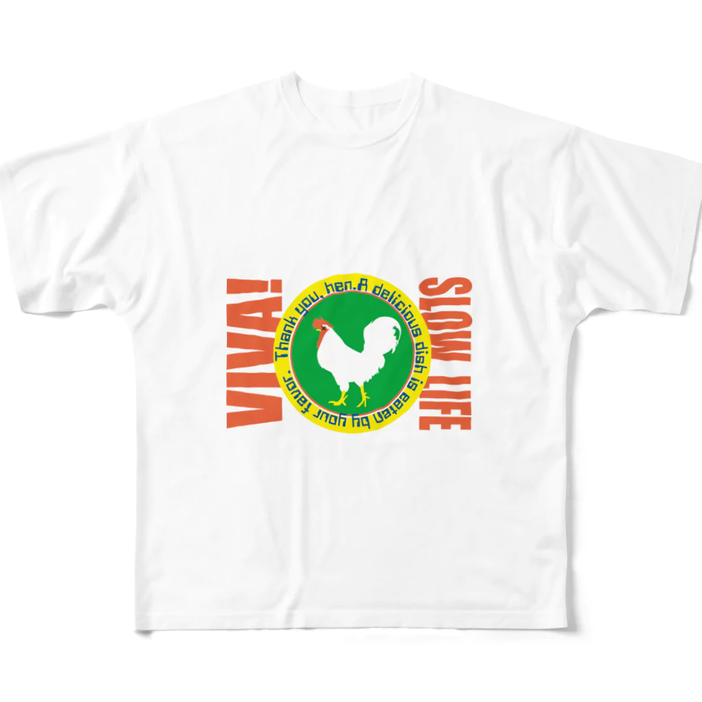 3800-MARKET-NEOのVIVA SLOW LIFE フルグラフィックTシャツ