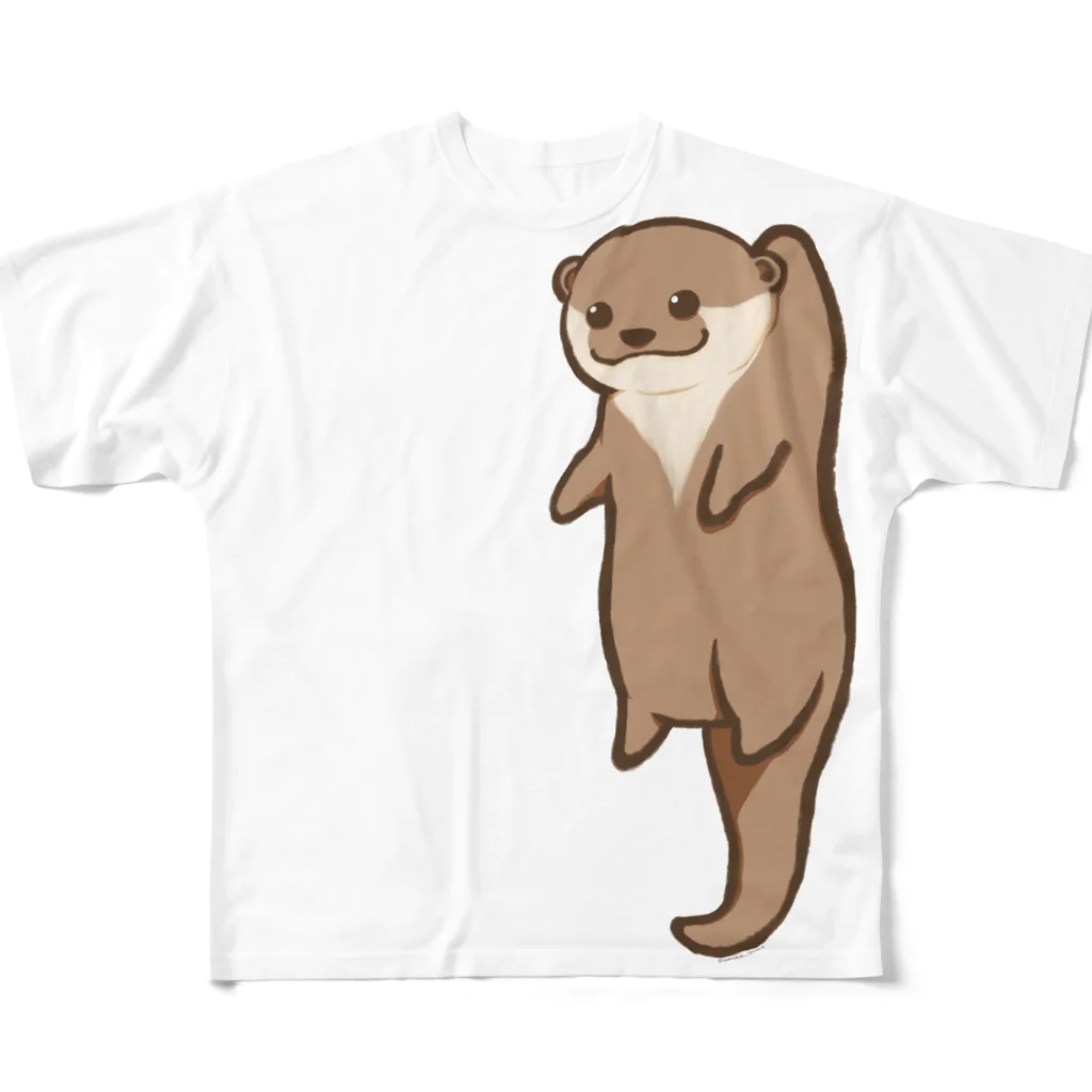 綾錦工房 りこりすのほされカワウソ フルグラフィックTシャツ