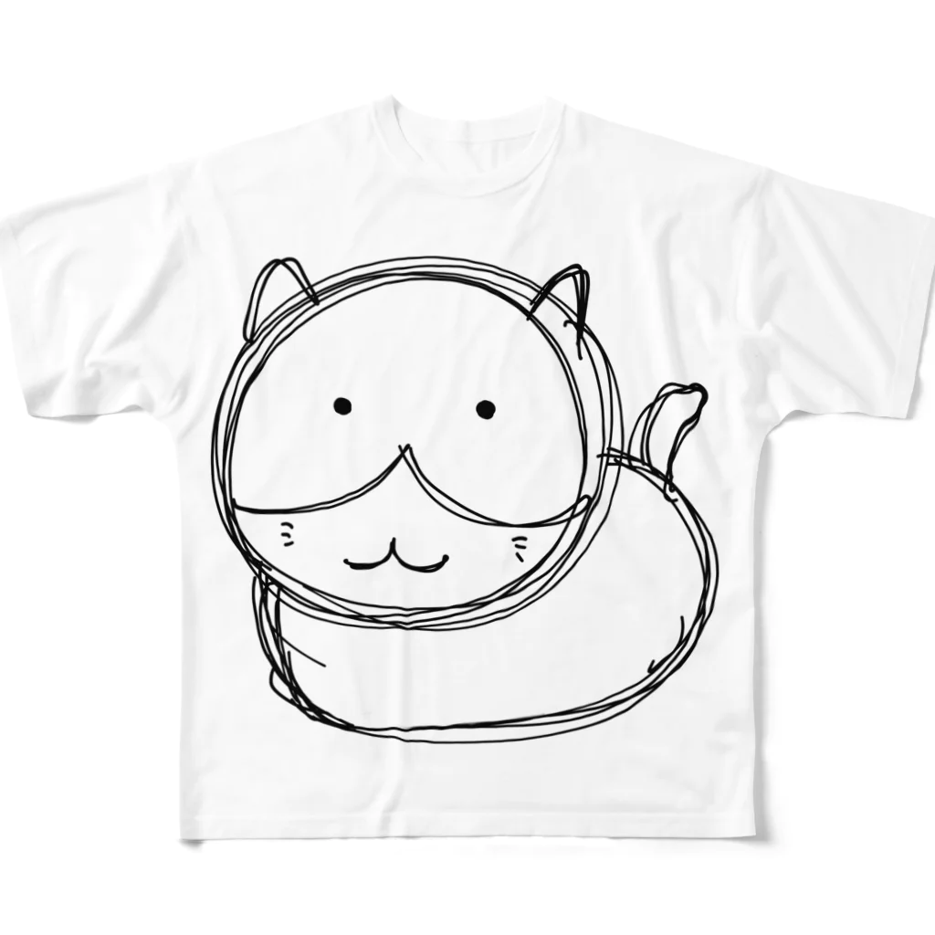 ばんちゃ🐱にゃんこ恩返しショップのラフにゃんこ フルグラフィックTシャツ