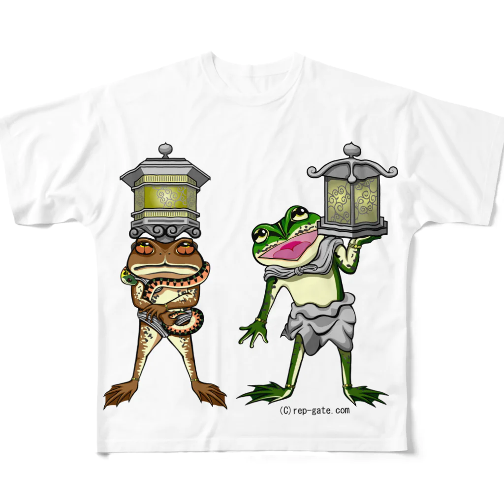 もむのふの爬虫類グッズやさんの龍燈鬼・天燈鬼コンビプリント All-Over Print T-Shirt