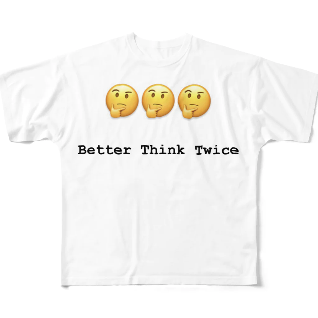 　ハムの趣味部屋のThink twice フルグラフィックTシャツ