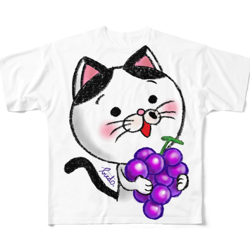 ブドウのブドウのニャンコ All-Over Print T-Shirt