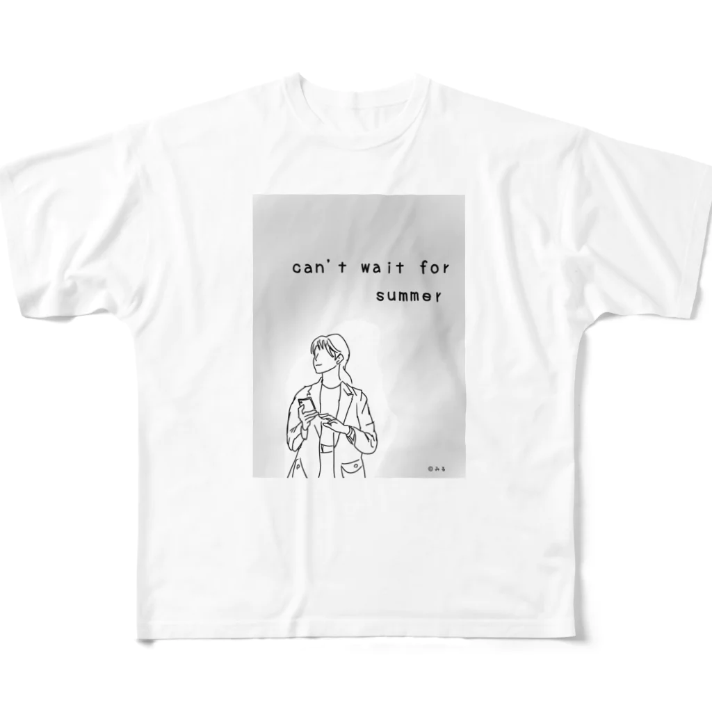 ©️みるのcan't wait for summer All-Over Print T-Shirt