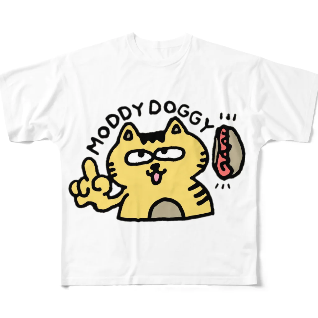 MODDY DOGGYのブサイク猫ドギーくん ゆりえVer. フルグラフィックTシャツ