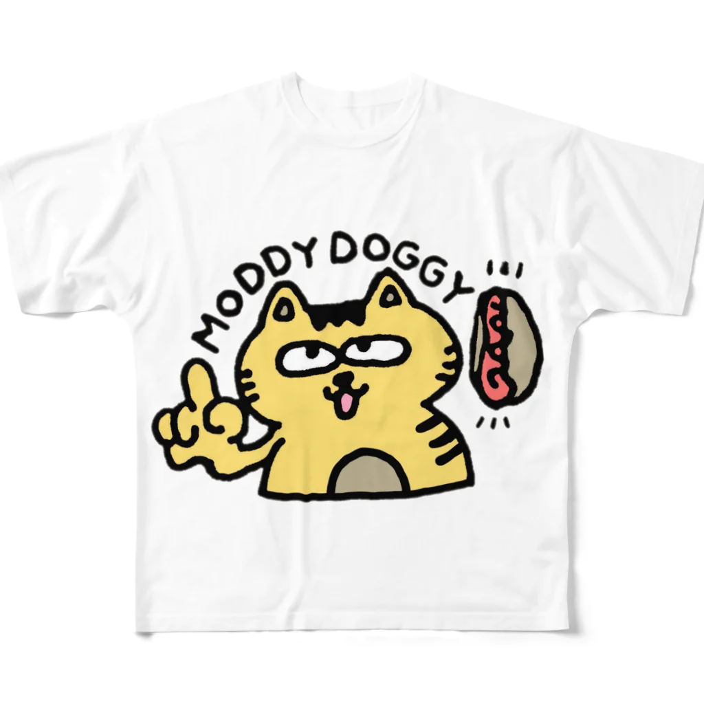 MODDY DOGGYのぶさいく猫ドギーくん ゆりえver. フルグラフィックTシャツ