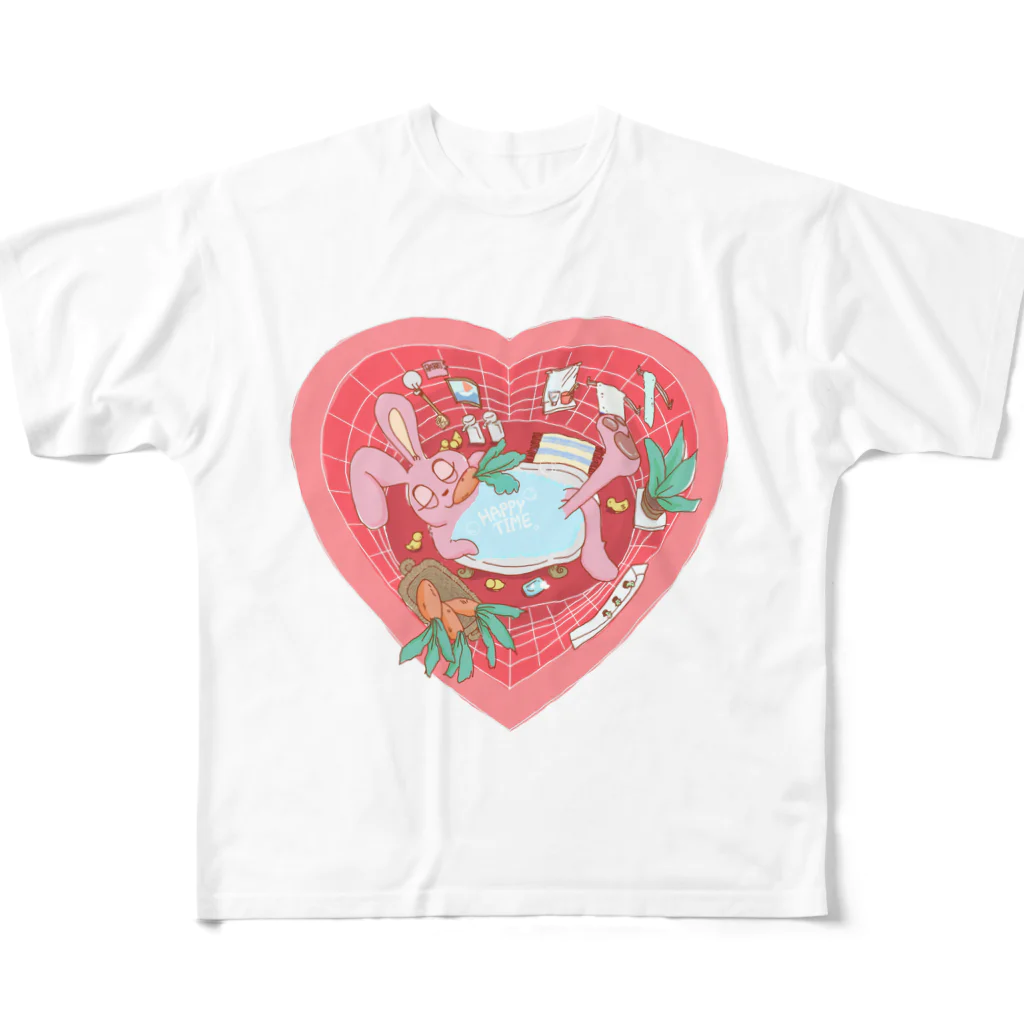 ichikoのハートのバスタイムうさぎちゃん All-Over Print T-Shirt