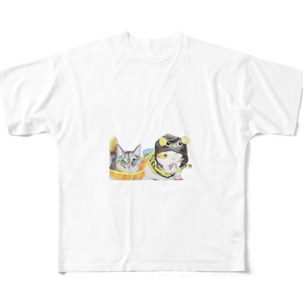 保護猫茶トラ兄弟LIFEのモーリーくん、ムースくん All-Over Print T-Shirt