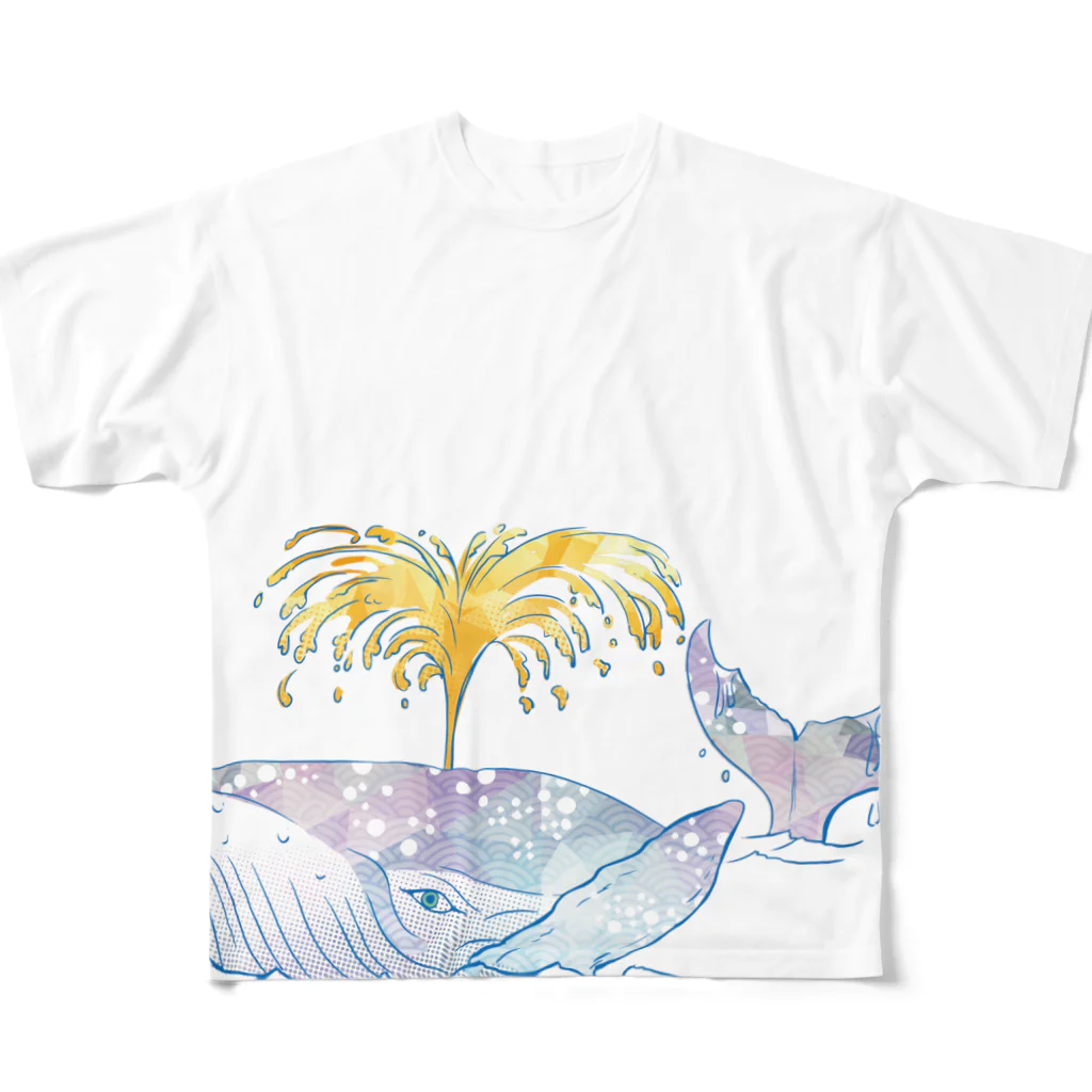 TOM GLASSESの昭島の銭湯のクジラ All-Over Print T-Shirt