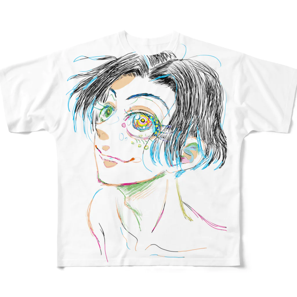 naka_yamyamのキラキラ男の子 フルグラフィックTシャツ