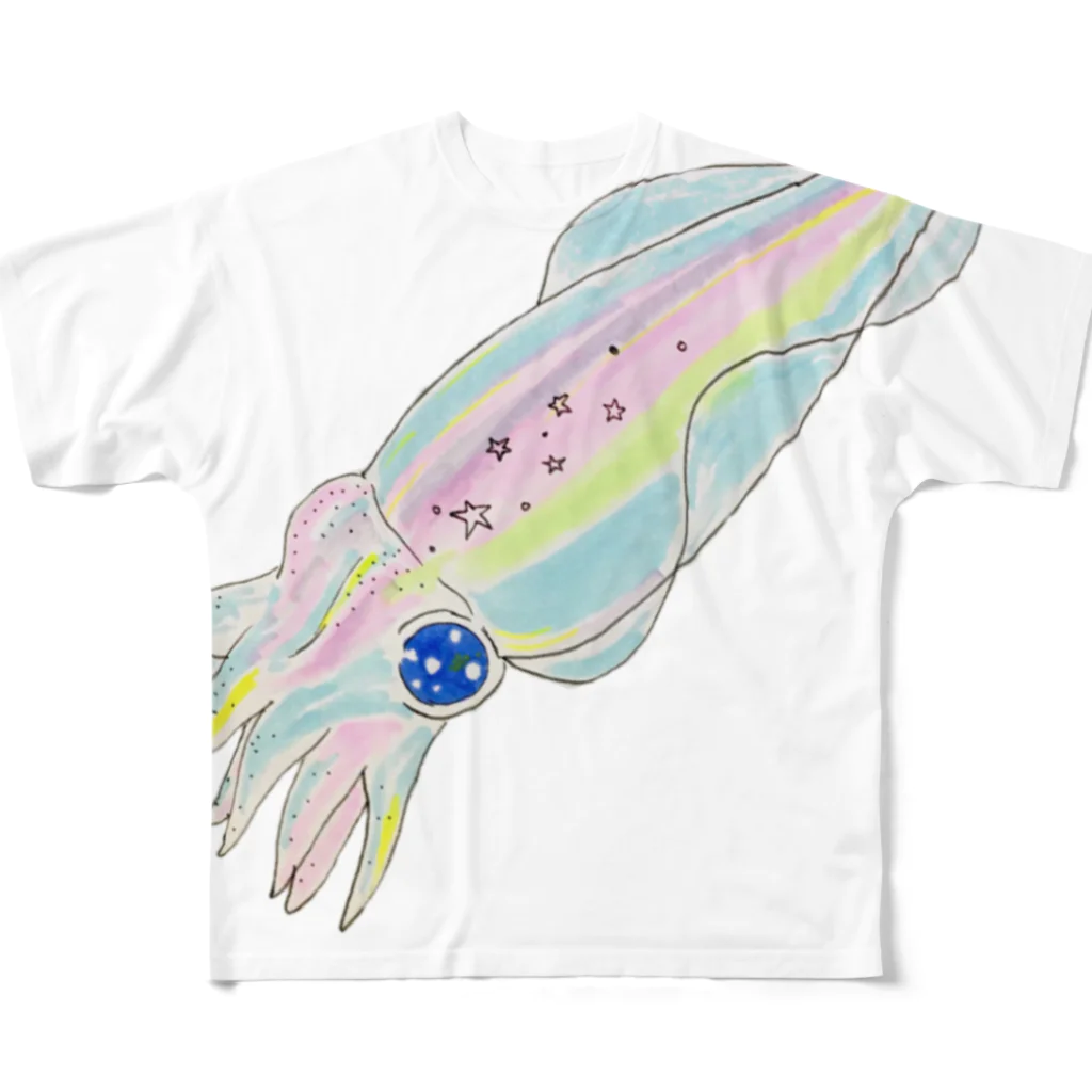 SHACHIKOの虹イカ フルグラフィックTシャツ