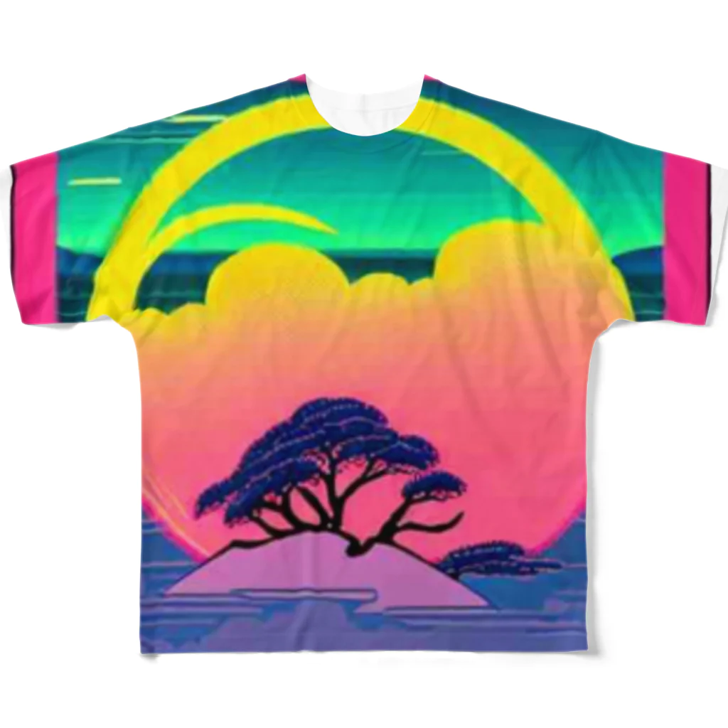 MedicalKUNの虹に沈む月、夕暮れの気持ち。 フルグラフィックTシャツ