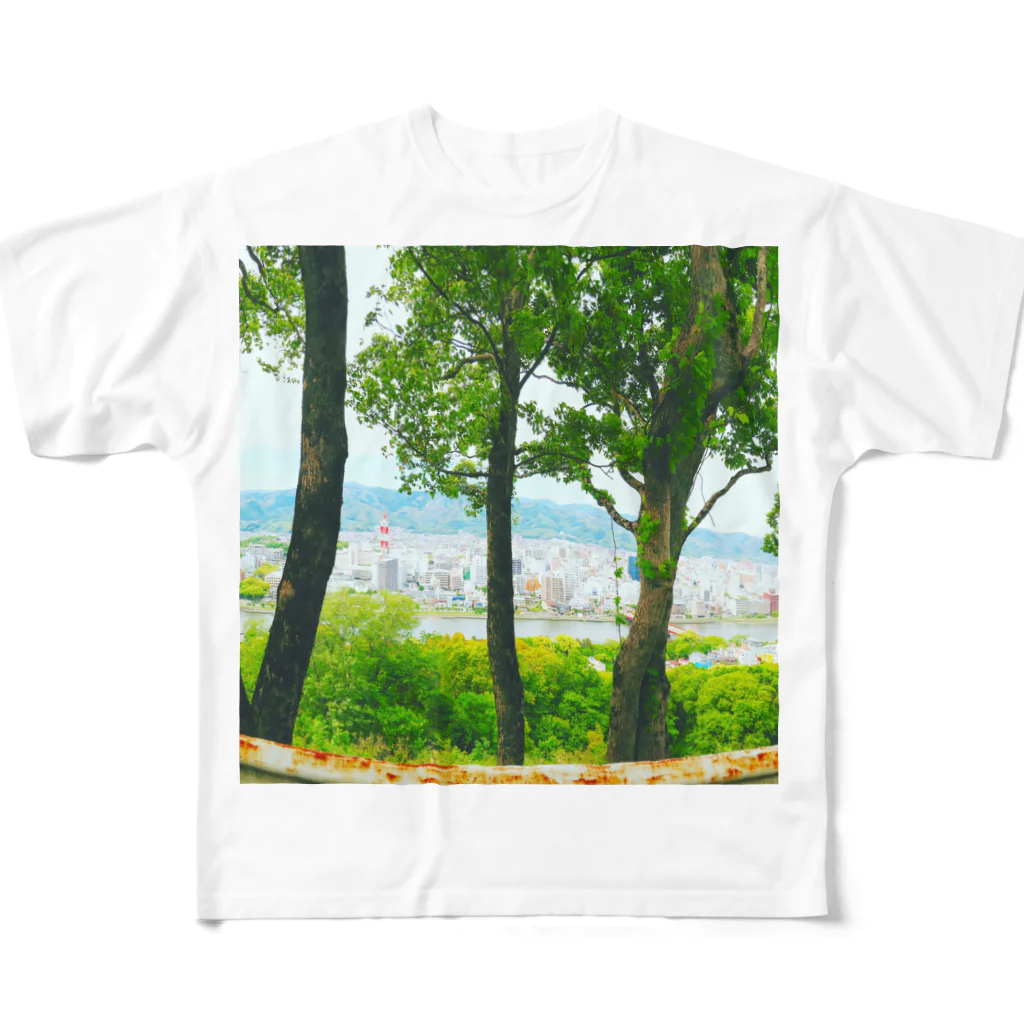 朝比奈恵のそよそよ展望台 All-Over Print T-Shirt