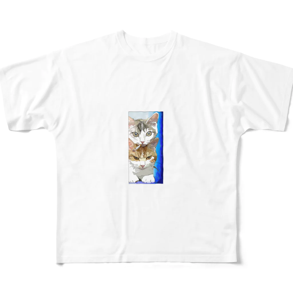 かわいいにゃんことワンコの絵のお店のめいわくニャ All-Over Print T-Shirt