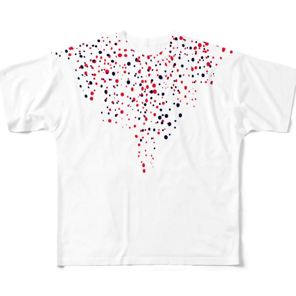 In+u1t/0NのIn+u1t0N #10 Dot/赤/紺 All-Over Print T-Shirt