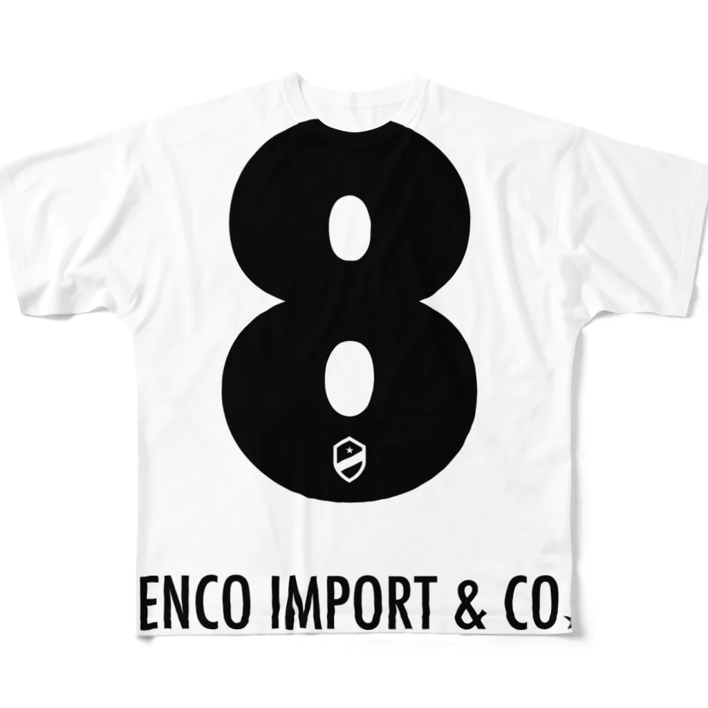 JENCO IMPORT & CO.のJENCO IMPORT & CO. LUCKY No.8 フルグラフィックTシャツ