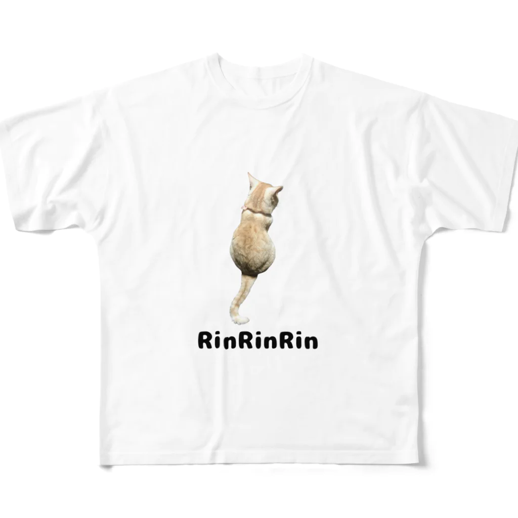 RinRinRinの後ろ向きの猫ちゃん フルグラフィックTシャツ