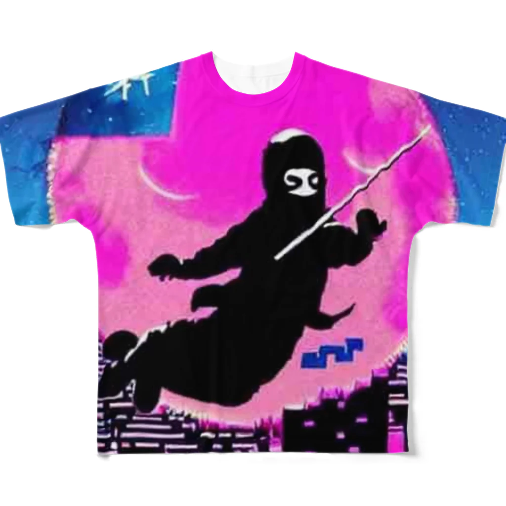 MedicalKUNの圧倒的芸術感の月夜の忍者★ フルグラフィックTシャツ