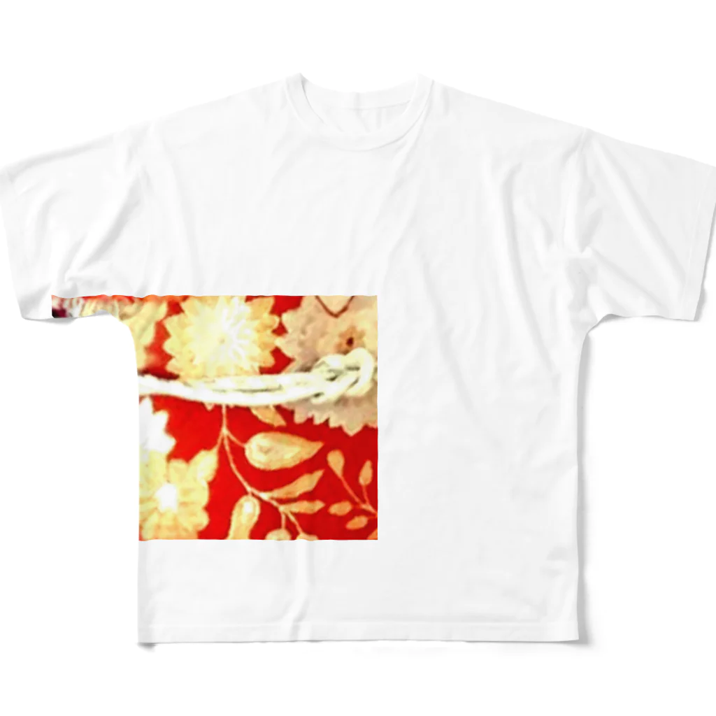 Seame＊の金の花の帯 フルグラフィックTシャツ