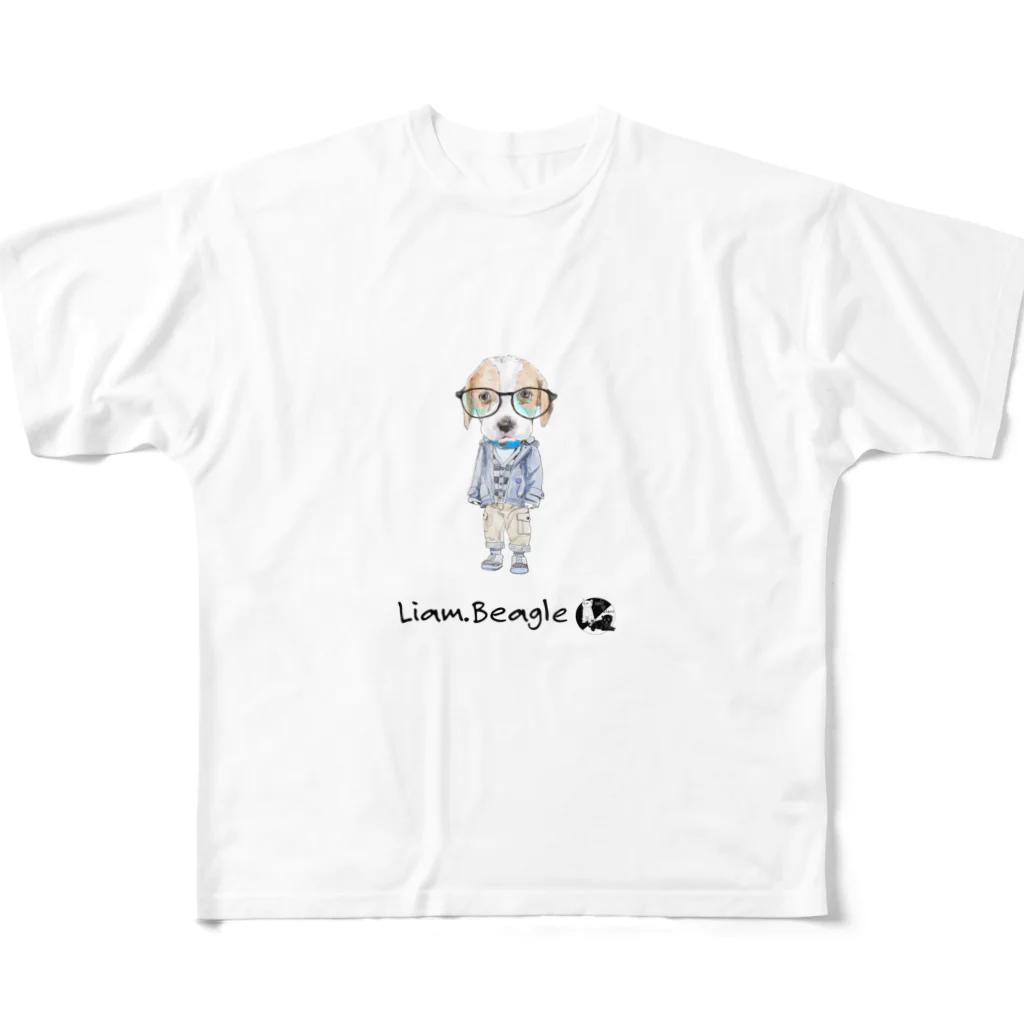 かわいいにゃんことワンコの絵のお店のリアム.ビーグル All-Over Print T-Shirt