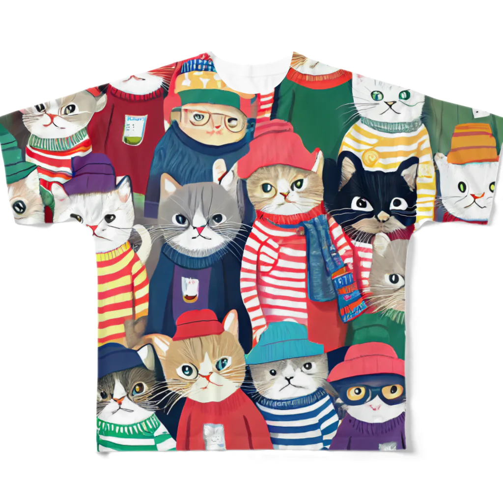 じょじお（猫大好きおじさん）の猫の大群 All-Over Print T-Shirt