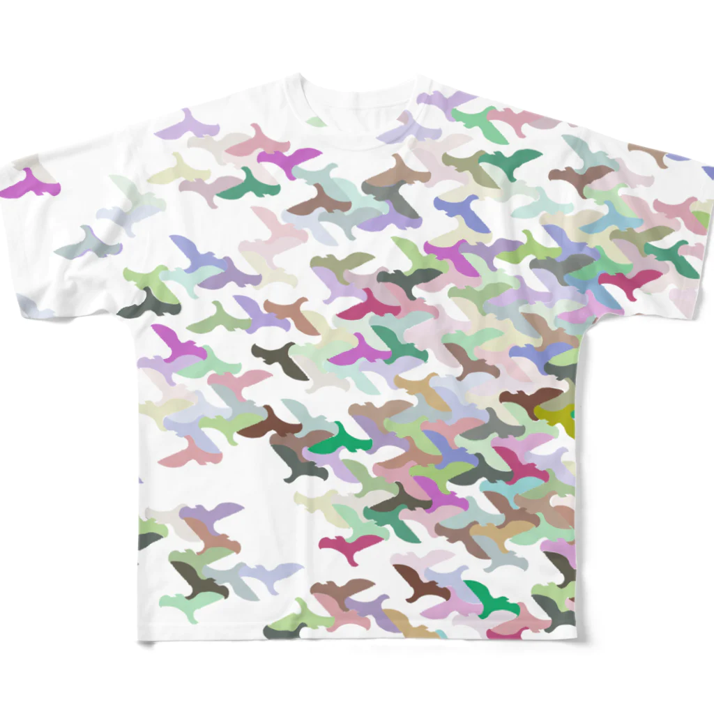 SAKURAMEDERUの群鳥フルグラフィックC フルグラフィックTシャツ