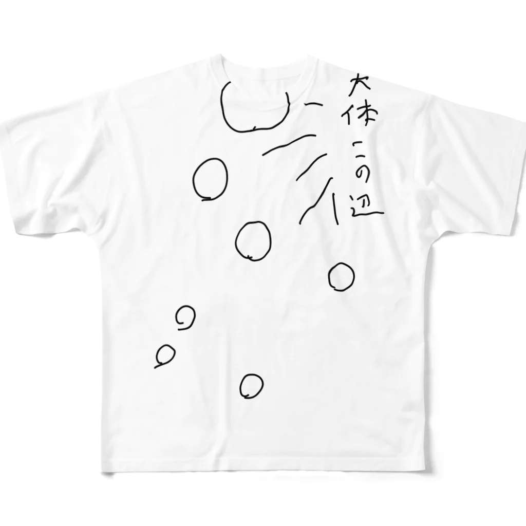 ハルカス屋（前田デザイン室）の急所t All-Over Print T-Shirt