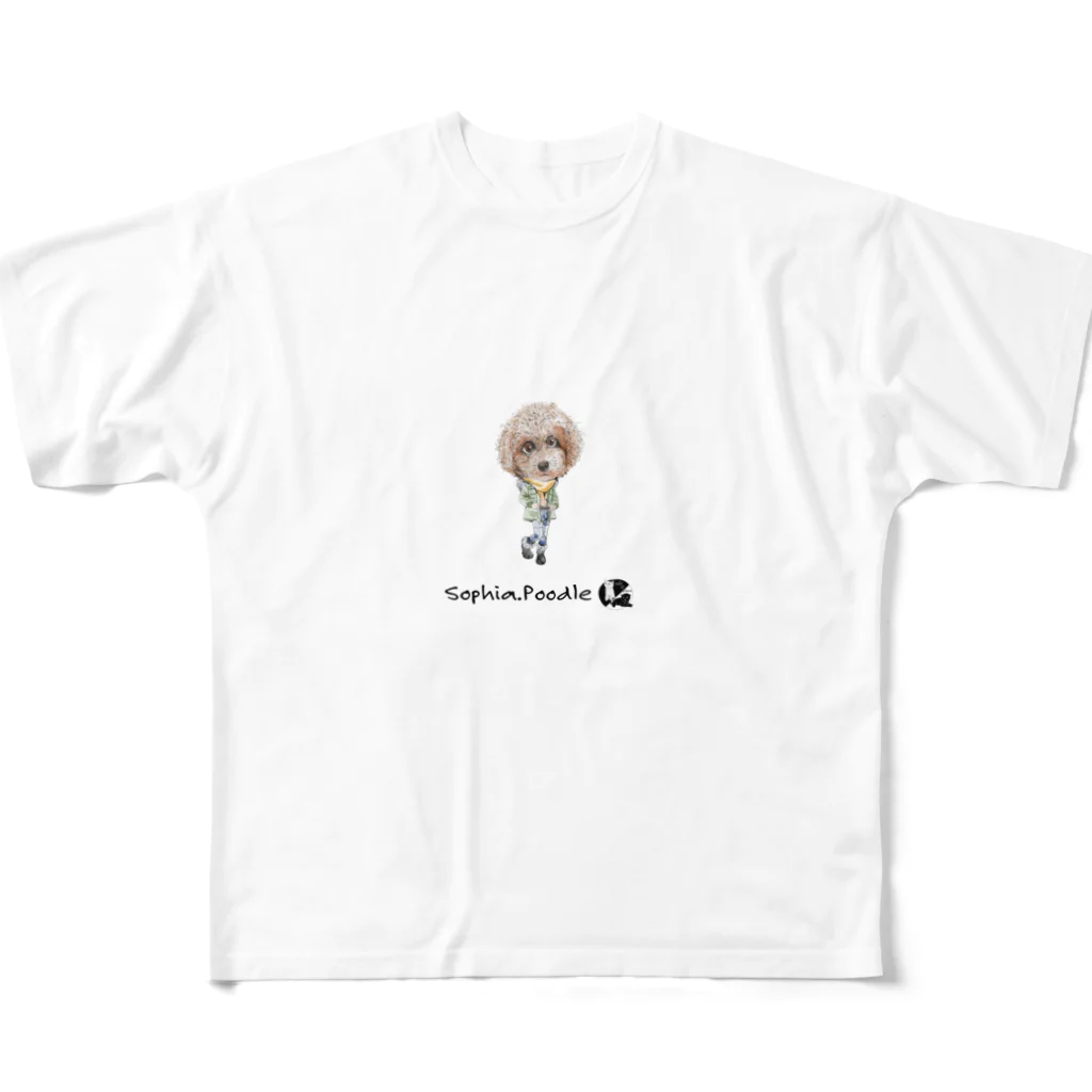 かわいいにゃんことワンコの絵のお店のソフィア.プードル フルグラフィックTシャツ