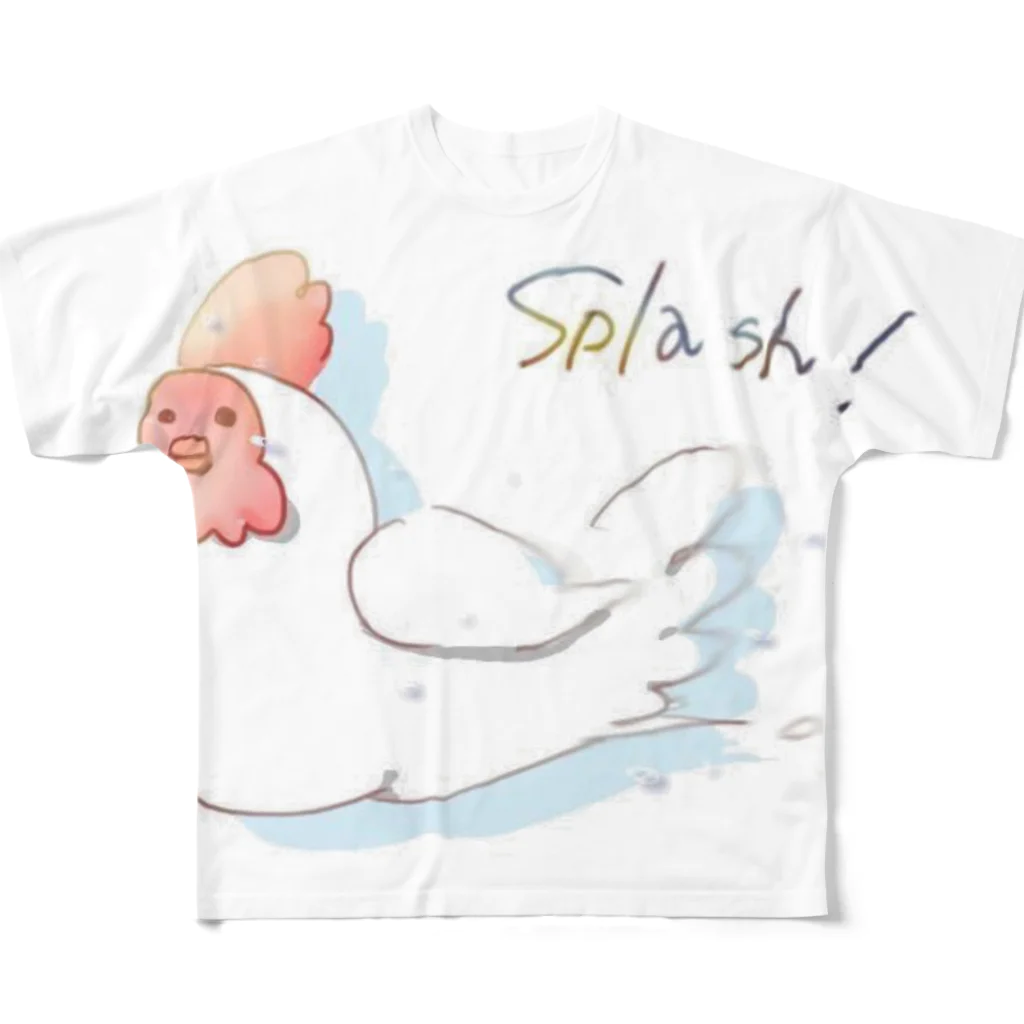 bird colonyのスプラッシュSUMMERチキン フルグラフィックTシャツ